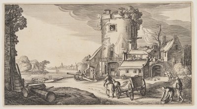Watch-Tower Near a River, from Landscapes by Claes Jansz. Visscher II