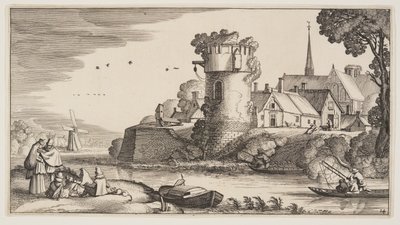 Watch-Tower by a River, from Landscapes (Playsante Lantschappen) by Claes Jansz. Visscher II