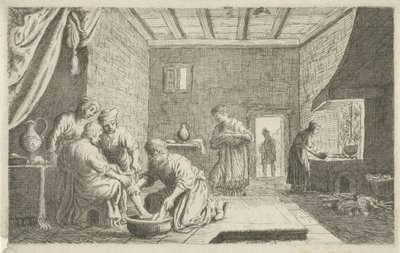 Lot Washing the Feet of the Angels by Claes Moeyaert
