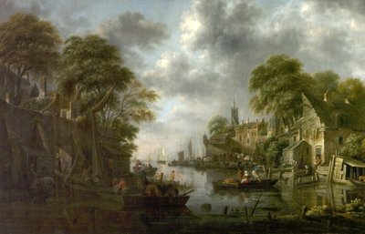 River Scene with Boats and Figures, 1665 by Claes Molenaer