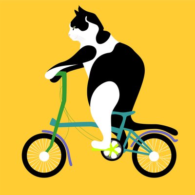 Cat on a Brompton Bike by Claire Huntley