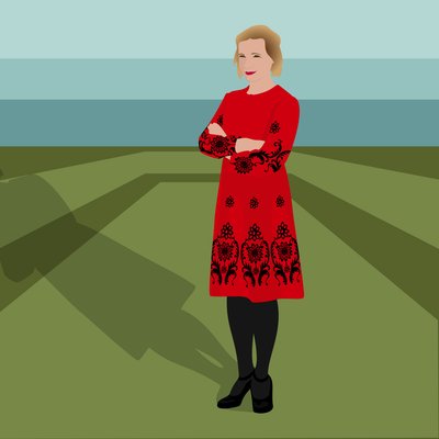 Portrait of Lucy Worsley, English Historian, Author, Joint Chief Curator at Historic Royal Palaces, and Television Presenter by Claire Huntley