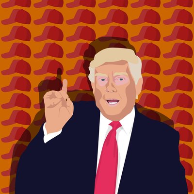 Trump and the baseball cap by Claire Huntley