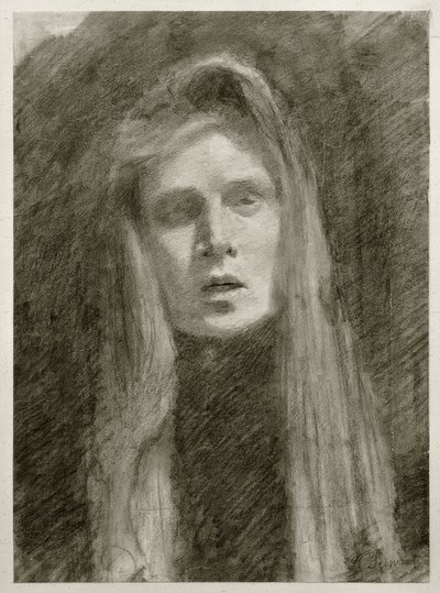 Female Portrait with Headscarf (Self-Portrait) by Clara Siewert