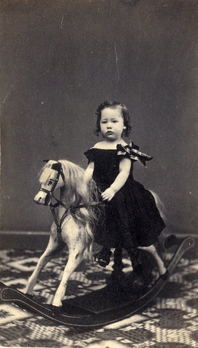 Young Girl on Rocking Horse, 1860s by Clark and Hamlin