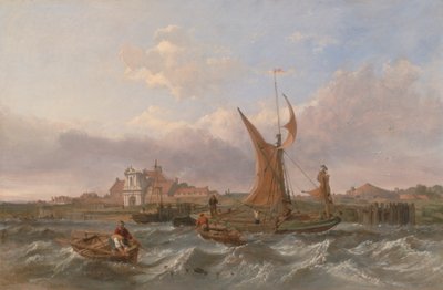 A Thames Barge running downwind off Tilbury Fort by Clarkson Stanfield