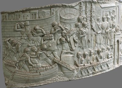 The Roman galleys. Relief detail of Trajan