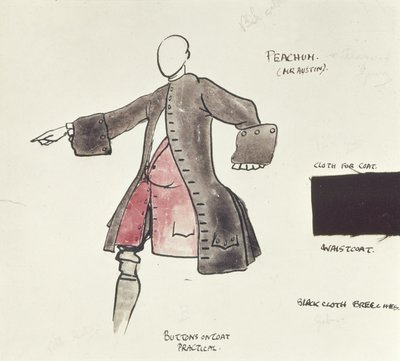 Costume design for Peacham in The Beggars Opera by Claud Lovat Fraser