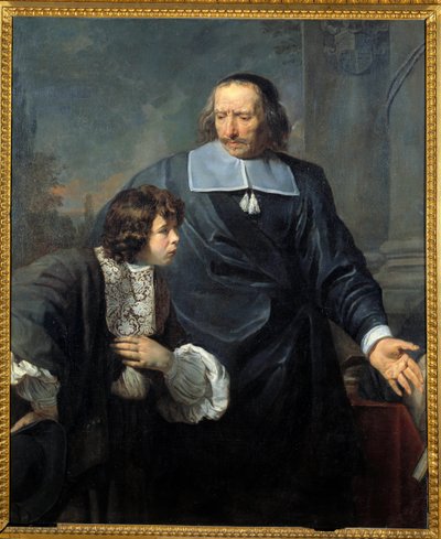 A Preceptor and His Pupil. Painting by Claude Lefebvre (1632-1675) by Claude (after) Lefebvre