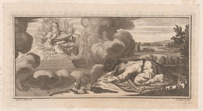 Allegorical or Biblical Scene with Kneeling Figure Before Man on Throne with Flames by Claude Augustin Duflos
