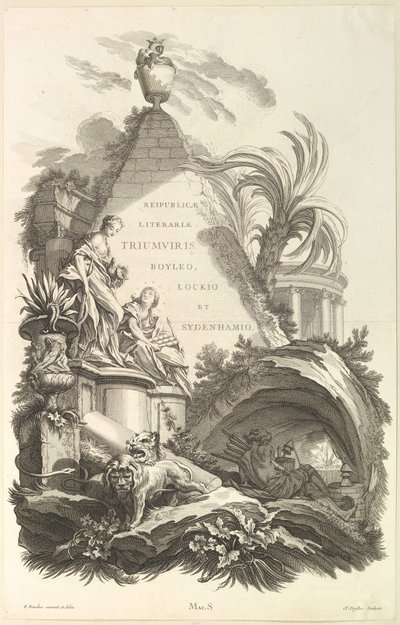 Frontispiece for the Tomb of Boyle, Locke, and Sydenham by Claude Augustin Duflos