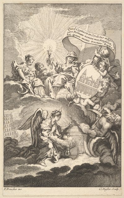 Frontispiece, from The Building of St. Sulpice by Alexis Piron, ca. 1744 by Claude Augustin Duflos