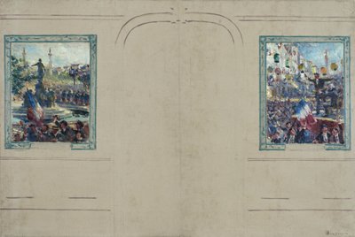 Sketch for the town hall of the 12th arrondissement of Paris: Place de la Nation. Place de la Bastille, circa 1910 by Claude Charles Bourgonnier
