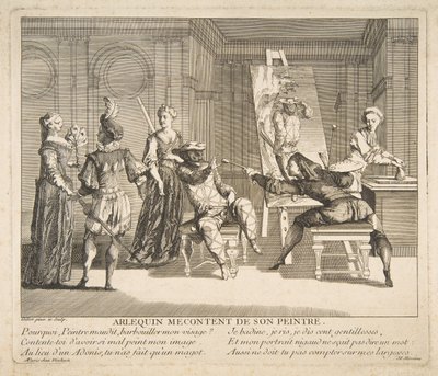 Arlequin Mecontent de Son Peintre by Claude Gillot, Jacques Gabriel Huquier
