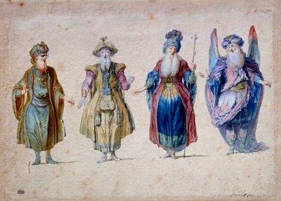 Four Priests of Theatre by Claude Gillot
