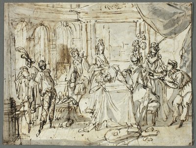The Actors Making Ready; Studies of the Holy Family and Saint John the Baptist by Claude Gillot