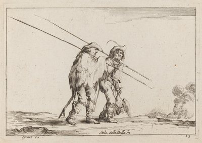Two Pikemen Traveling on Foot by Claude Goyrand after Stefano Della Bella