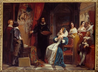 Queen of France Marie de Medicis (1573-1642) visiting the workshop of the painter Peter Paul Rubens by Claude Jacquand