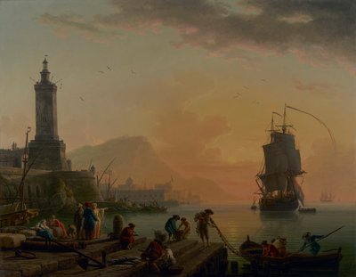 Mediterranean Harbor. Calm, Evening Peace by Claude Joseph Vernet