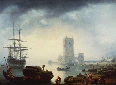 A Mediterranean Harbour Scene: Morning by Claude Joseph Vernet