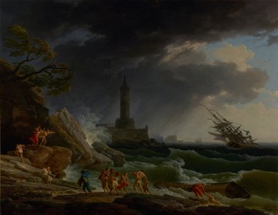 A Storm on a Mediterranean Coast by Claude Joseph Vernet