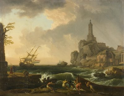 Genoa Lighthouse and the Temple of Minerva Medica by Claude Joseph Vernet
