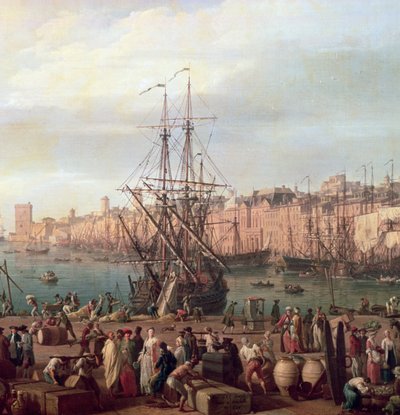 Morning View of the Inner Port of Marseille and the Pavilion of the Horloge du Parc (detail) by Claude Joseph Vernet
