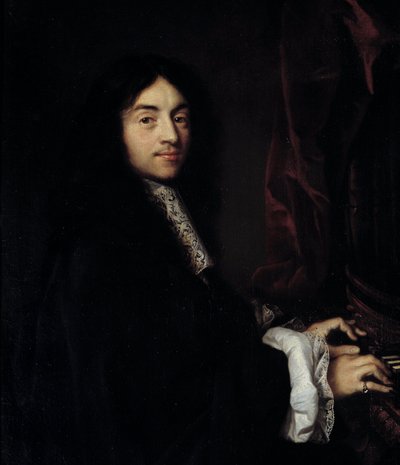 Portrait of the organist Charles Couperin (1638-1679) with the daughter of the painter (Detail) by Claude Lefebvre