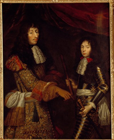 Portrait of Louis II Prince of Bourbon and his son Henri Jules Duke of Enghien by Claude Lefebvre