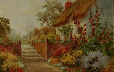 Cottage Garden Scene by Claude Leighton Fisher