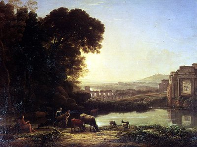 Cattle and Goats Drinking by a Ruin by Claude Lorrain