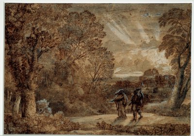 Aeneas and the Cumaean Sibyl. Drawing by Claude Gellee dit Le Lorrain by Claude Lorrain