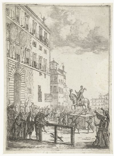 Equestrian Statue of the Emperor of the Holy Roman Empire (series title: Fireworks and Festivities for the Newly Elected Emperor of the Holy Roman Empire) by Claude Lorrain