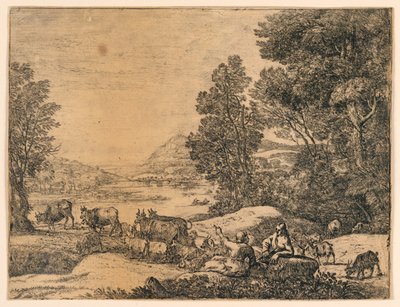 Shepherd and Shepherdess Conversing in a Landscape by Claude Lorrain