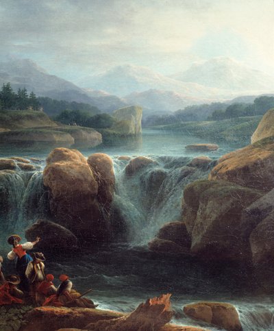 The Waterfall (Detail) by Claude Louis Chatelet
