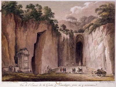 View of the Cave of Pausilippe, Near Naples, Drawing by Chatelet by Claude Louis Chatelet