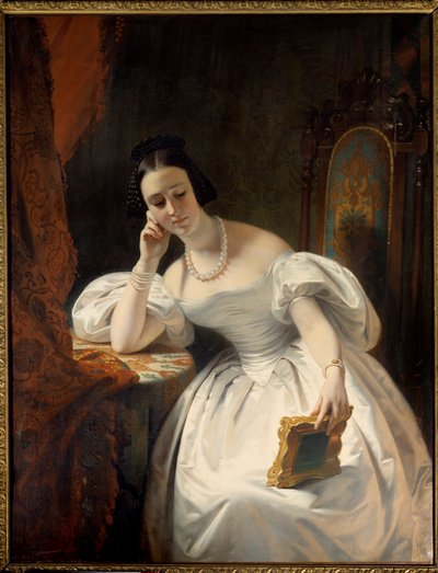Young Girl in the Mirror by Claude Marie Dubufe