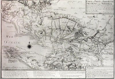 Map of Bas Poitou, Aunis and Saintonge with the Marshes of the Bay of Aiguillon in 1716 by Claude Masse