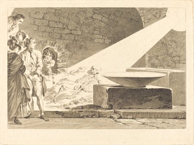Fragonard and Bergeret with Their Wives Visiting a Tomb in Pompeii by Claude Mathieu Fessard after Jean Honoré Fragonard