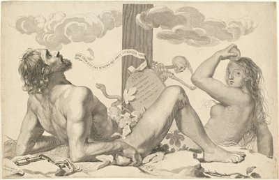 Adam and Eve at the Foot of the Cross by Claude Mellan