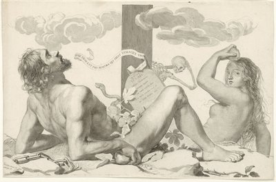 Adam and Eve at the Foot of the Cross by Claude Mellan