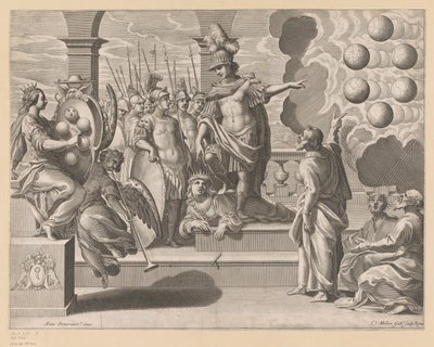Allegory with Soldiers and the Medici Coat of Arms by Claude Mellan