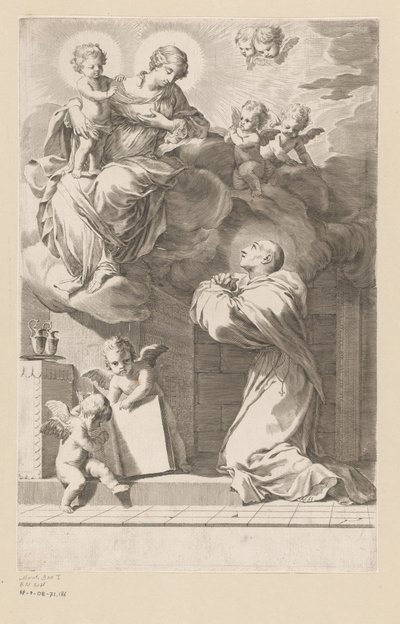 Saint Bernard Kneeling Before an Apparition of Mary with Child (title page for: Saint Bernardus, Divi Bernardi Abbatis, 1640) by Claude Mellan
