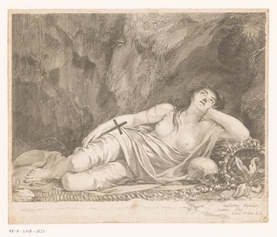 St. Mary Magdalene Lying in a Cave by Claude Mellan