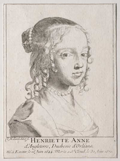 Henriette-Marie of England, Duchess of Orleans by Claude Mellan