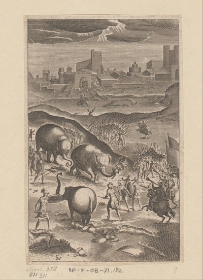 Elephants End the Battle Between the Troops of Radirobanes and Polyrarque by Claude Mellan