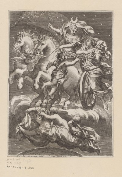 Personification of the Moon on Her Chariot (Title Page for: Giovanni Battista Ferrari, De Florum Cultura Libri IV, 1633) by Claude Mellan