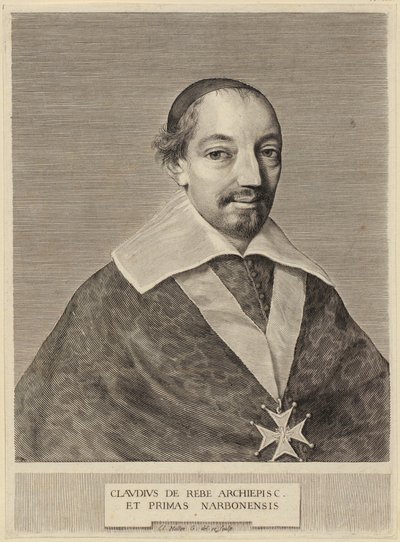 Portrait of Claude de Rebé, Archbishop of Narbonne by Claude Mellan