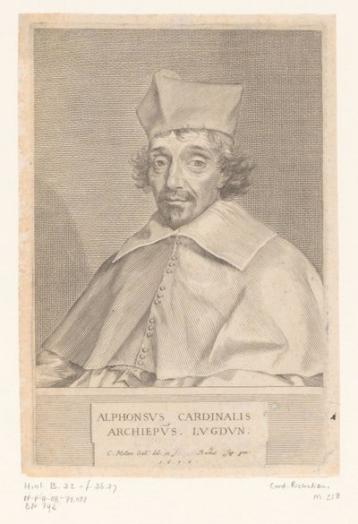 Portrait of Alphonse Louis du Plessis de Richelieu, Archbishop of Lyon by Claude Mellan