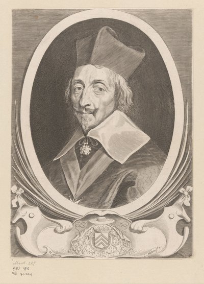Portrait of Armand-Jean du Plessis, Cardinal Richelieu by Claude Mellan